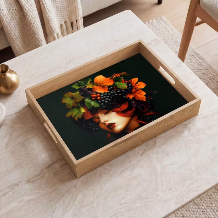 Dienblad - Vrouw - Rood - Groen - Druiven — 2