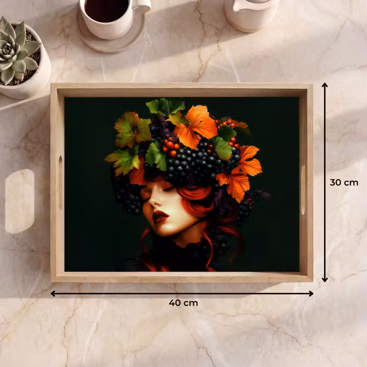 Dienblad - Vrouw - Rood - Groen - Druiven — 9