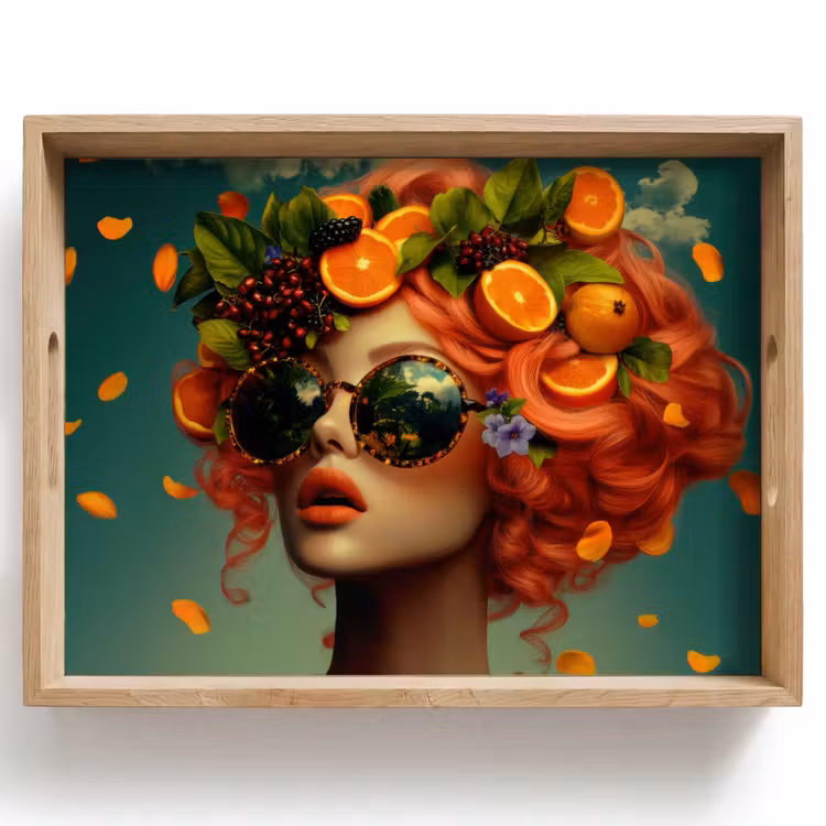 Dienblad - Vrouw - Sinaasappel - Bessen - Oranje — 1