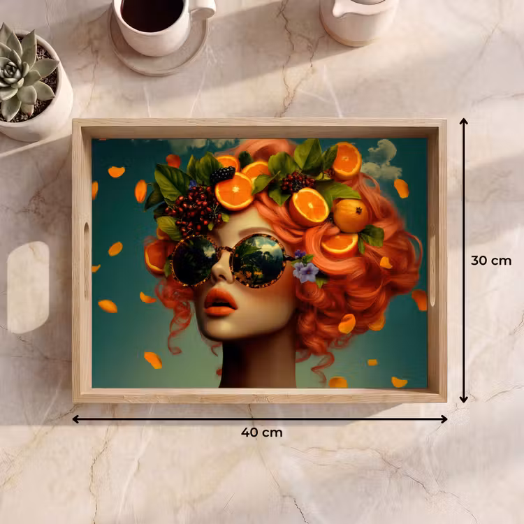 Dienblad - Vrouw - Sinaasappel - Bessen - Oranje — 9