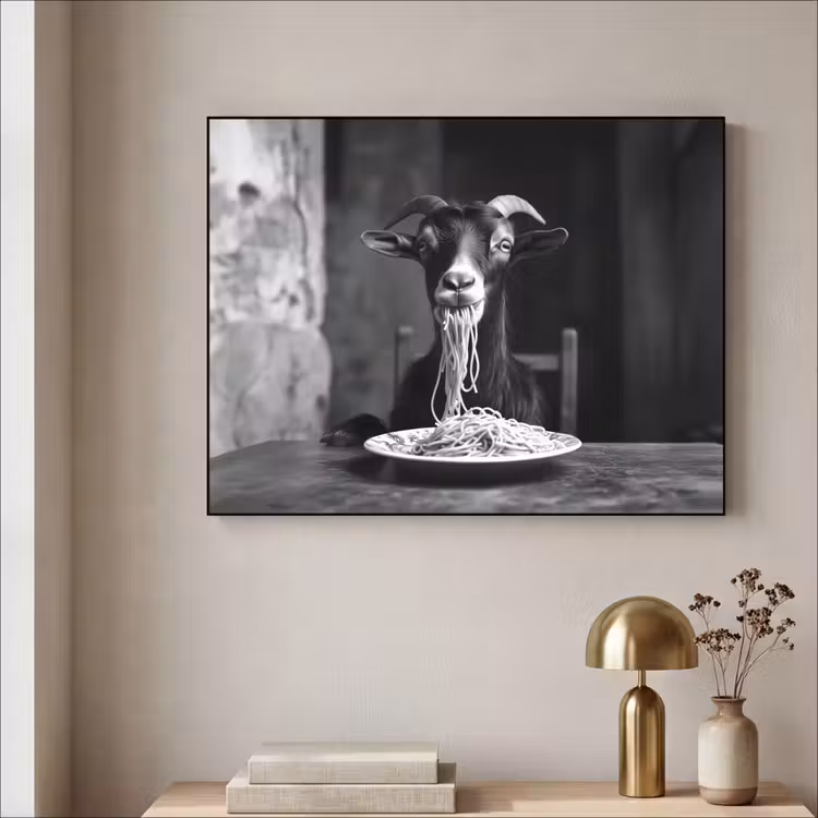 Art Frame - Geit - Bord - Spaghetti - Zwart Wit — 3