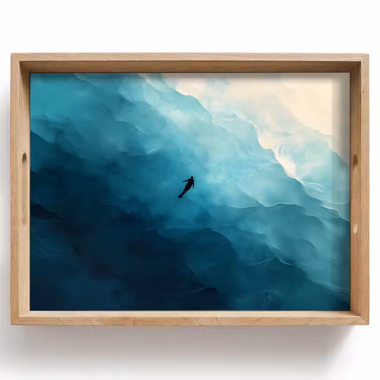 Dienblad - Zee - Silhouet - Abstract - Blauw — 1