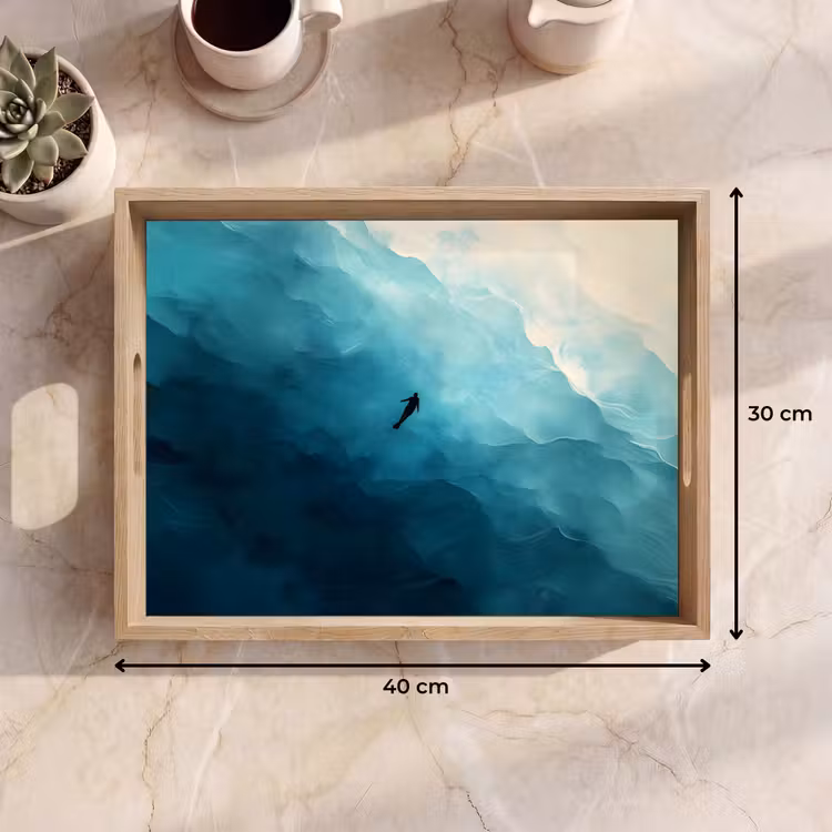 Dienblad - Zee - Silhouet - Abstract - Blauw — 9