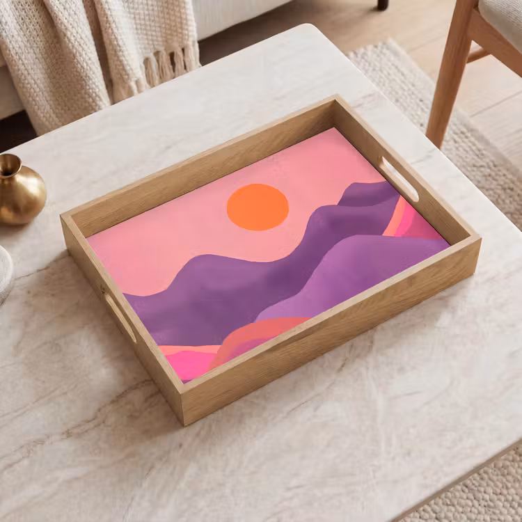 Dienblad - Zon - Heuvels - Paars - Abstract — 2