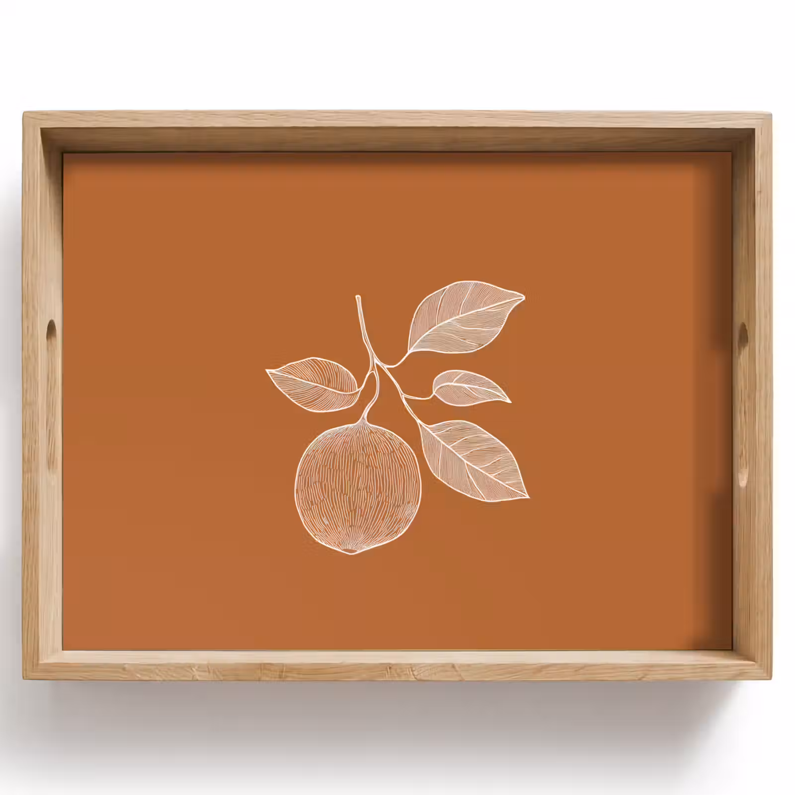 Dienblad - Sinaasappel - Getekend - Bladeren - Bruin — 1