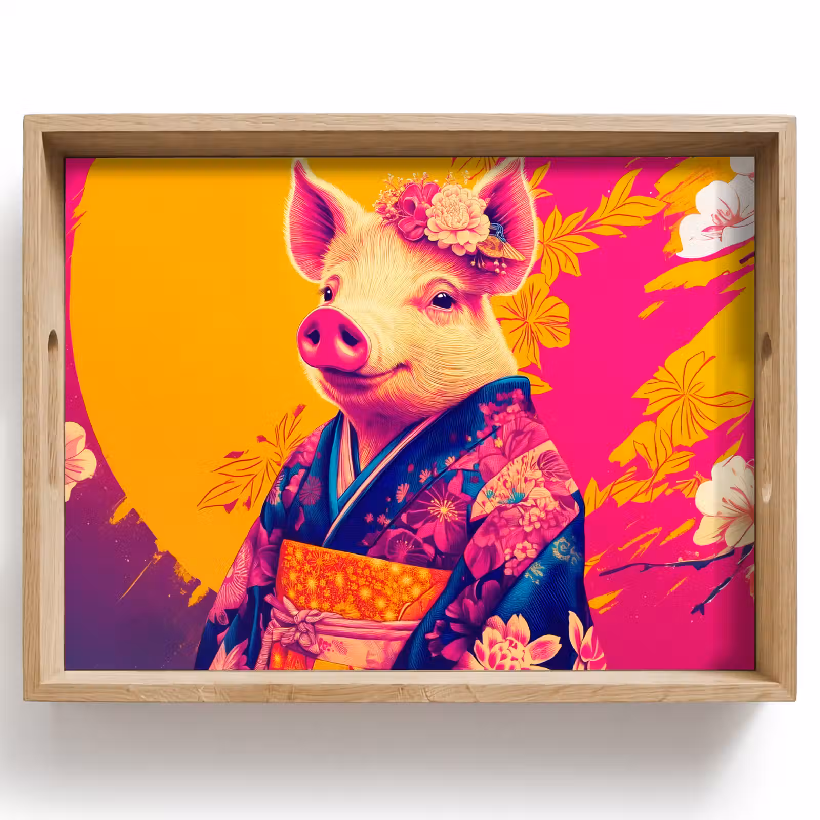 Dienblad - Varken - Bloemkroon - Kimono - Abstract — 1