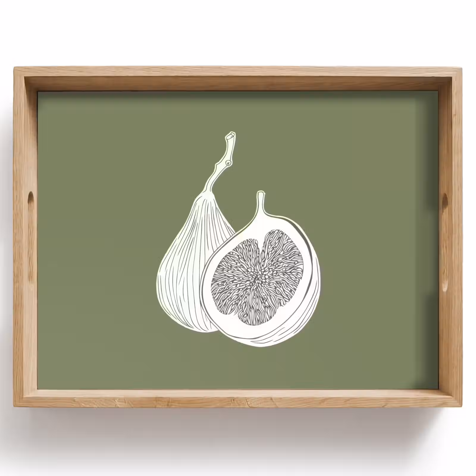 Dienblad - Vijgen - Minimalistisch - Getekend - Mosgroen — 1