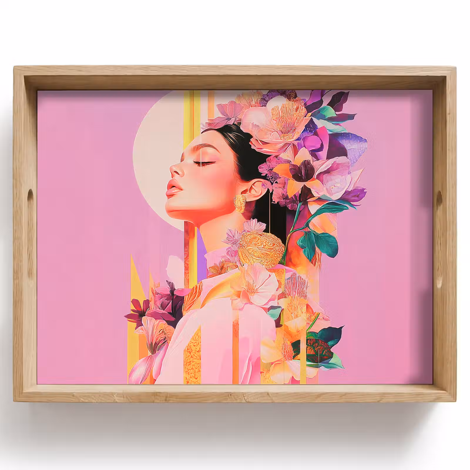 Dienblad - Vrouw - Bloemen - Paars - Abstract — 1
