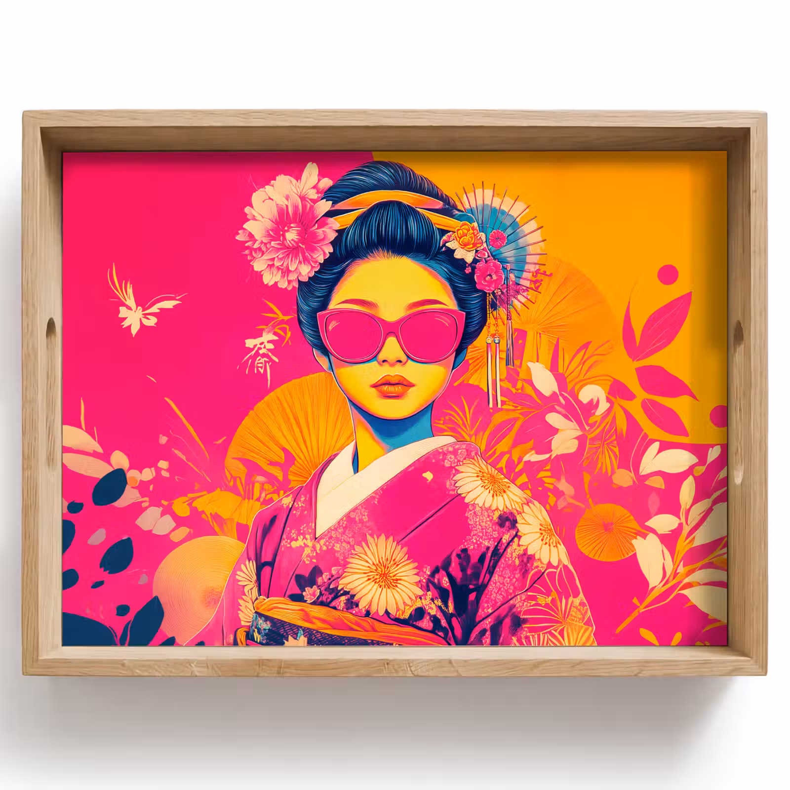 Dienblad - Vrouw - Zonnebril - Abstract - Oranje — 1