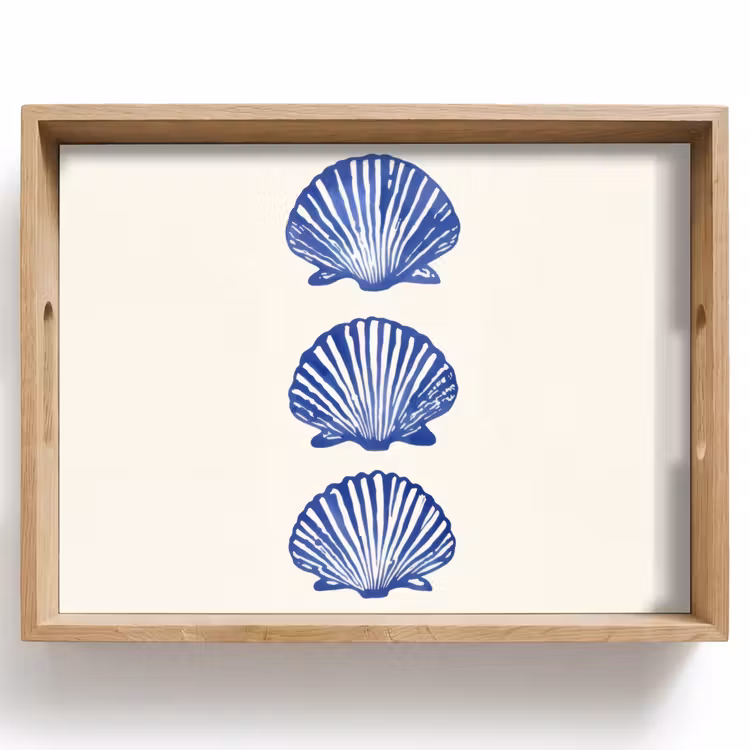 Dienblad - Schelpen - Blauw - Patroon — 1