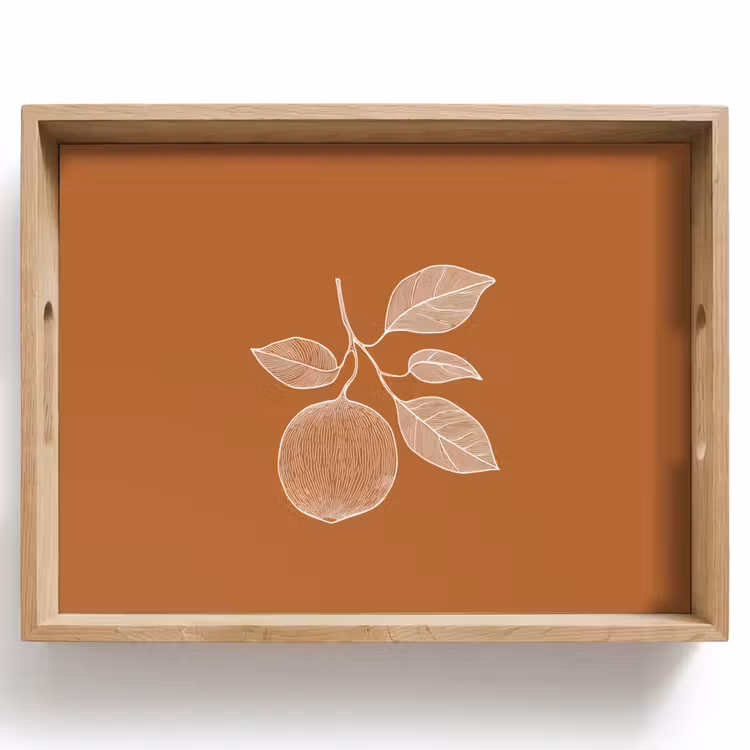 Dienblad - Sinaasappel - Getekend - Bladeren - Bruin — 1