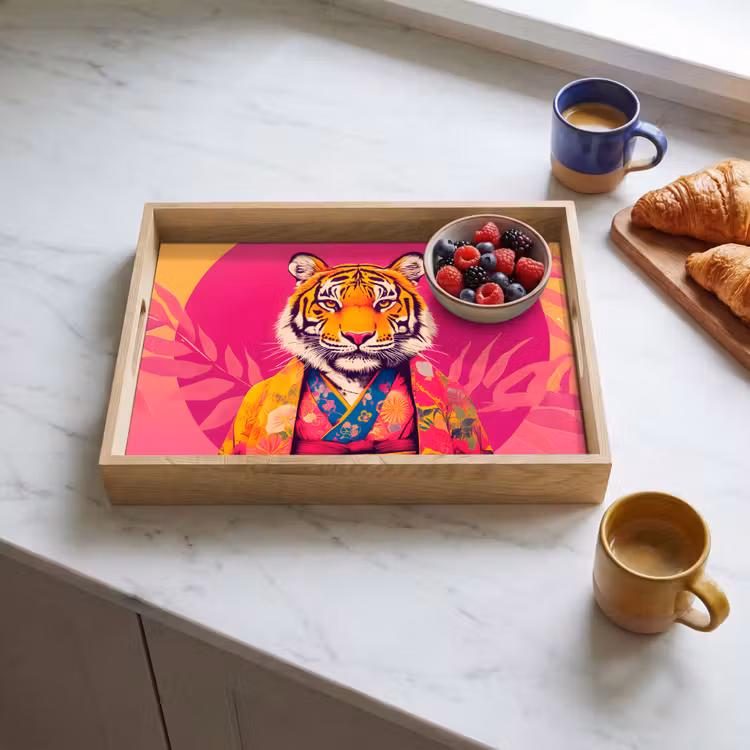 Dienblad - Tijger - Kimono - Planten - Roze — 4