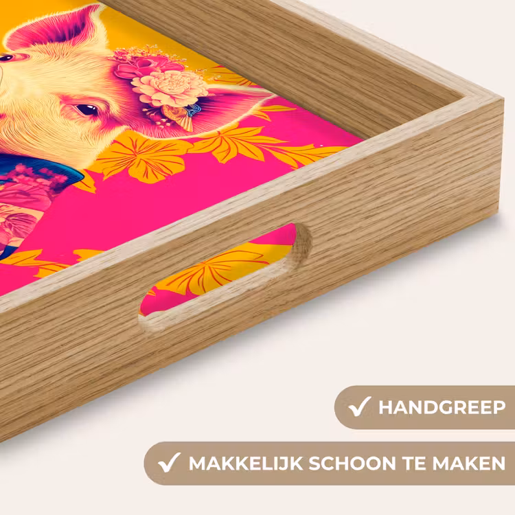 Dienblad - Varken - Bloemkroon - Kimono - Abstract — 5