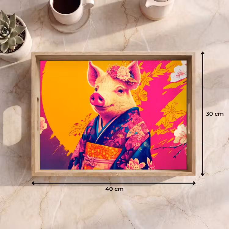 Dienblad - Varken - Bloemkroon - Kimono - Abstract — 9