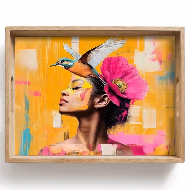 Dienblad - Vogel - Vrouw - Abstract - Bloem — 1