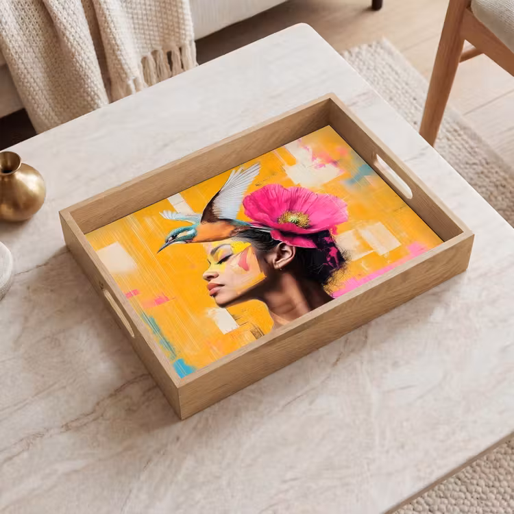 Dienblad - Vogel - Vrouw - Abstract - Bloem — 2