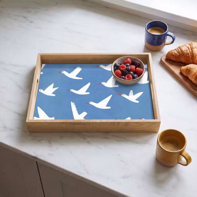 Dienblad - Vogels - Wit - Patroon — 4