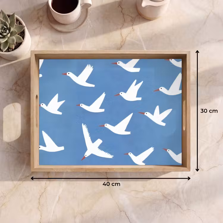 Dienblad - Vogels - Wit - Patroon — 9