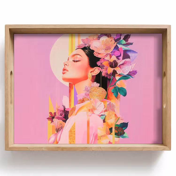 Dienblad - Vrouw - Bloemen - Paars - Abstract — 1