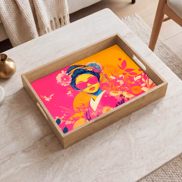 Dienblad - Vrouw - Zonnebril - Abstract - Oranje — 2