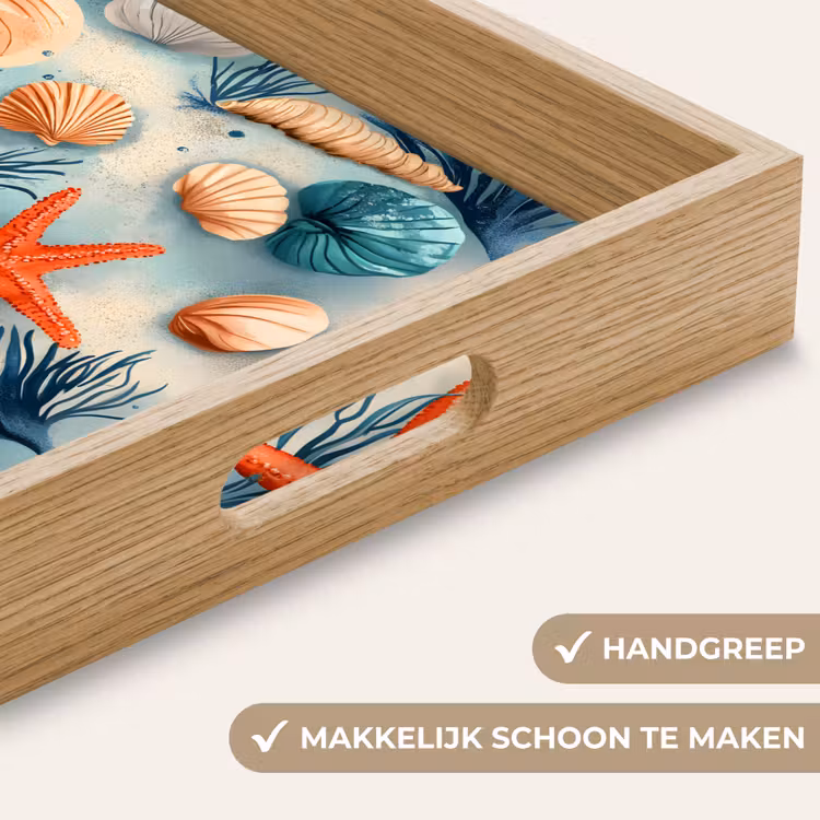 Dienblad - Zeesterren - Schelpen - Illustratie - Zand — 5