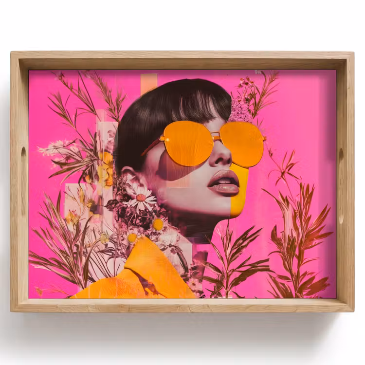 Dienblad - Zonnebril - Oranje - Vrouw - Planten — 1