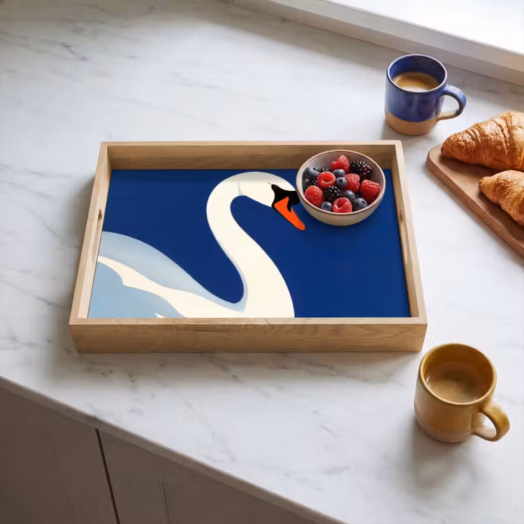 Dienblad - Zwaan - Wit - Snavel - Illustratie — 4