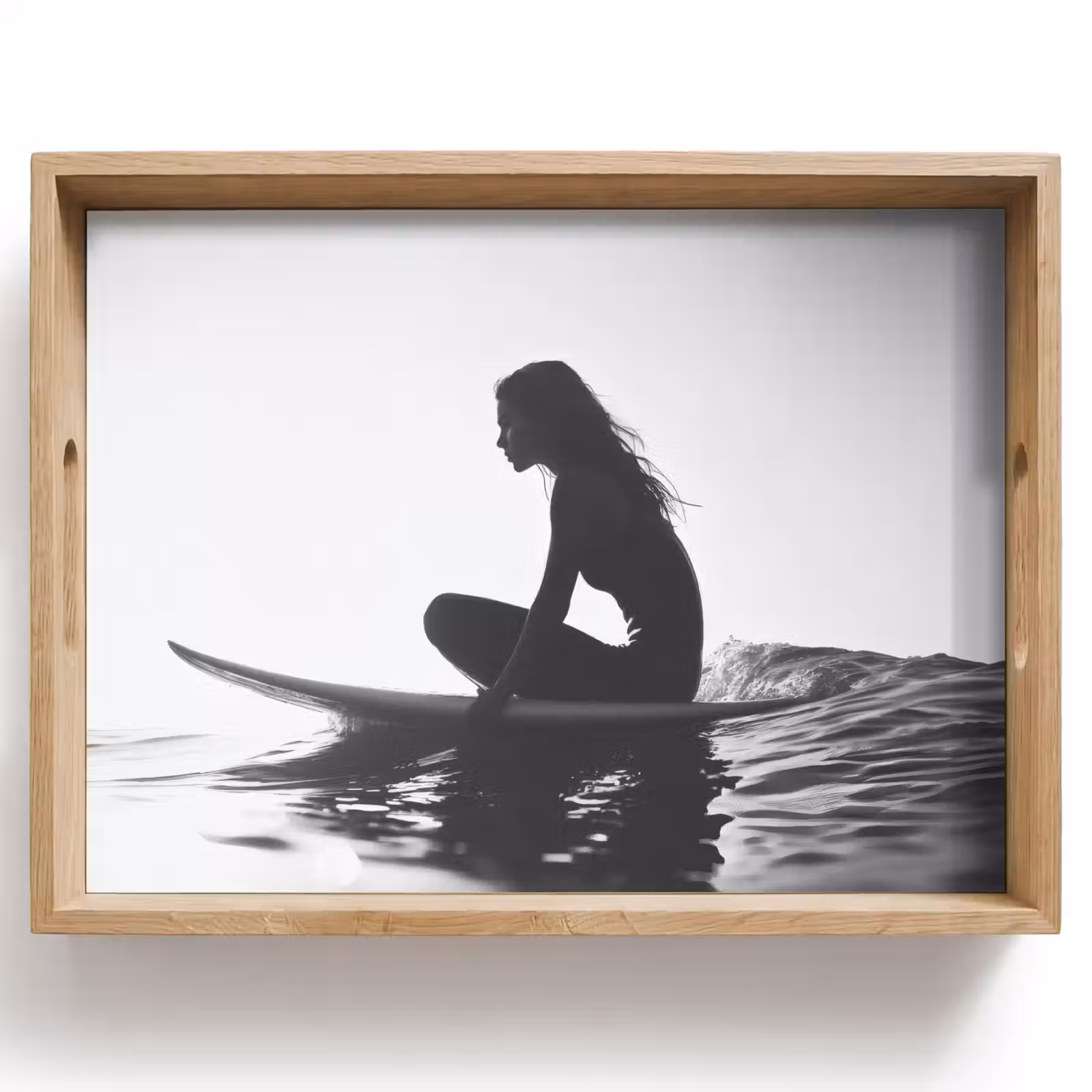 Dienblad - Silhouet - Vrouw - Surfplank - Water — 1