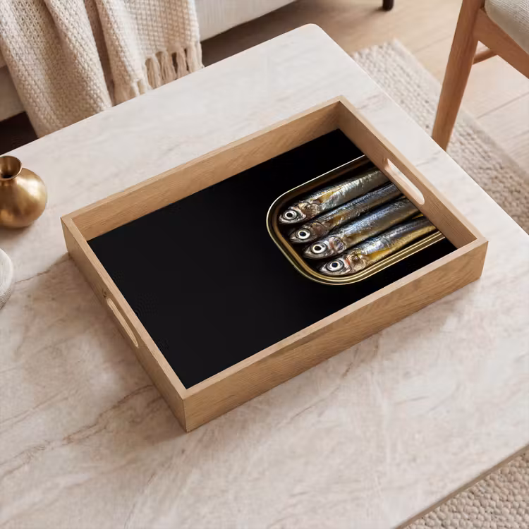 Dienblad - Sardines - Blik - Zwart - Vissen — 2