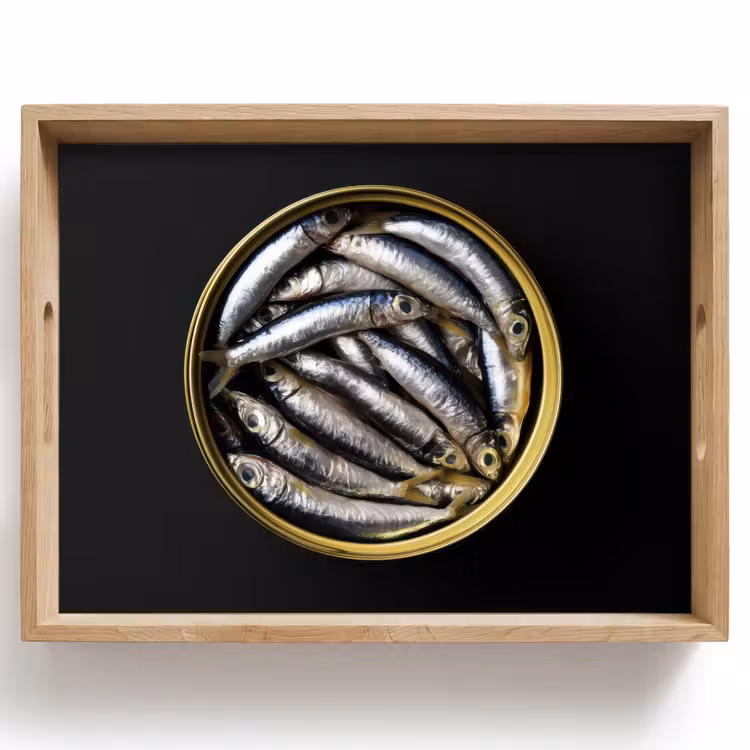 Dienblad - Sardines - Vissen - Rond - Zwart — 1