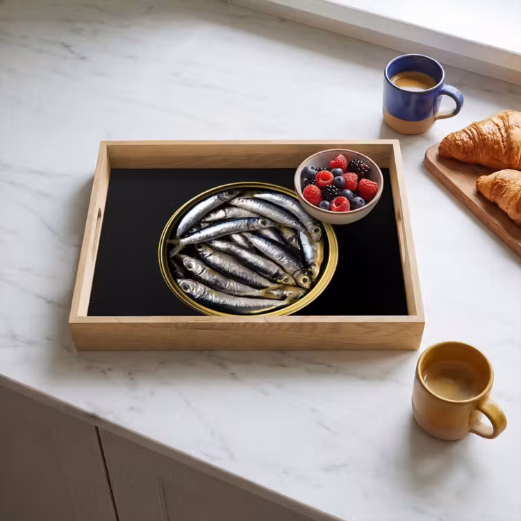 Dienblad - Sardines - Vissen - Rond - Zwart — 4