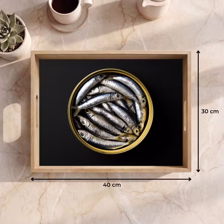 Dienblad - Sardines - Vissen - Rond - Zwart — 9
