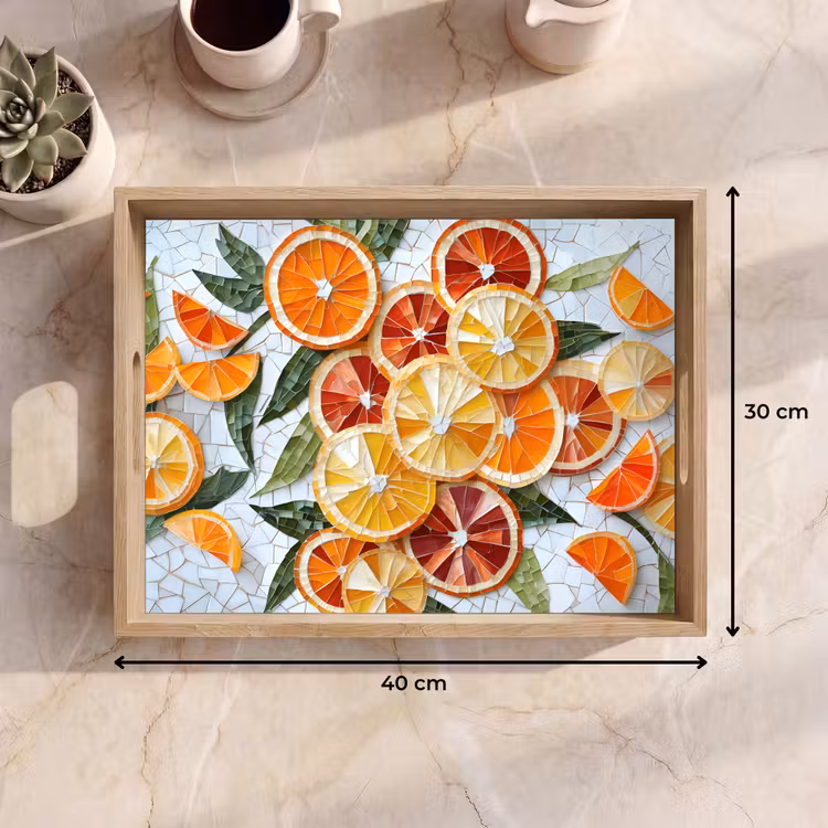 Dienblad - Schijfjes - Fruit - Oranje - Mozaïek — 9