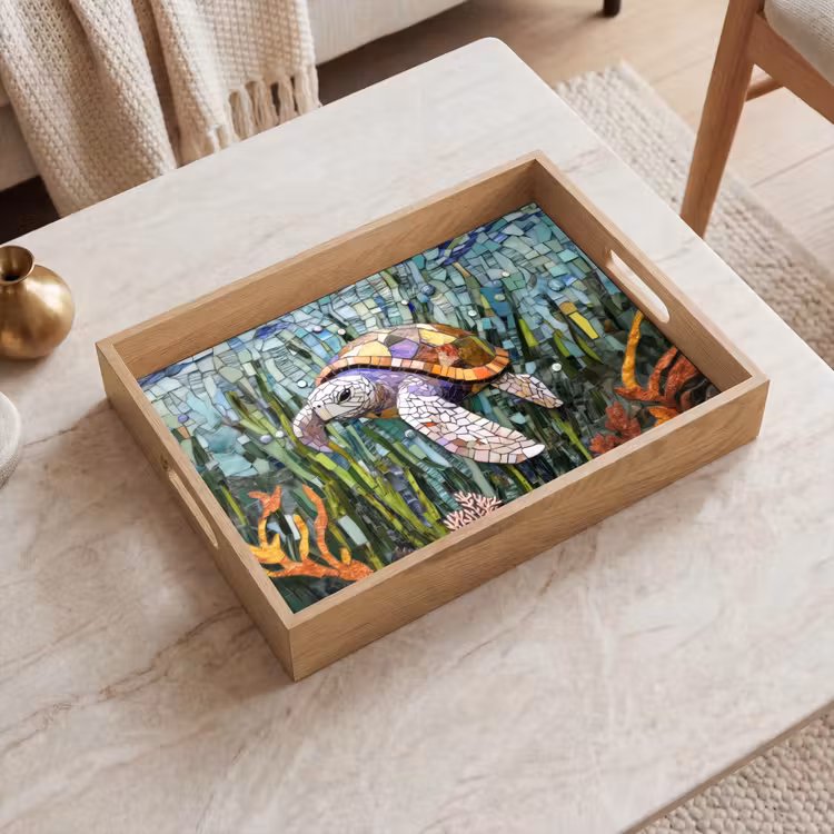 Dienblad - Schildpad - Zeewier - Mozaïek — 2