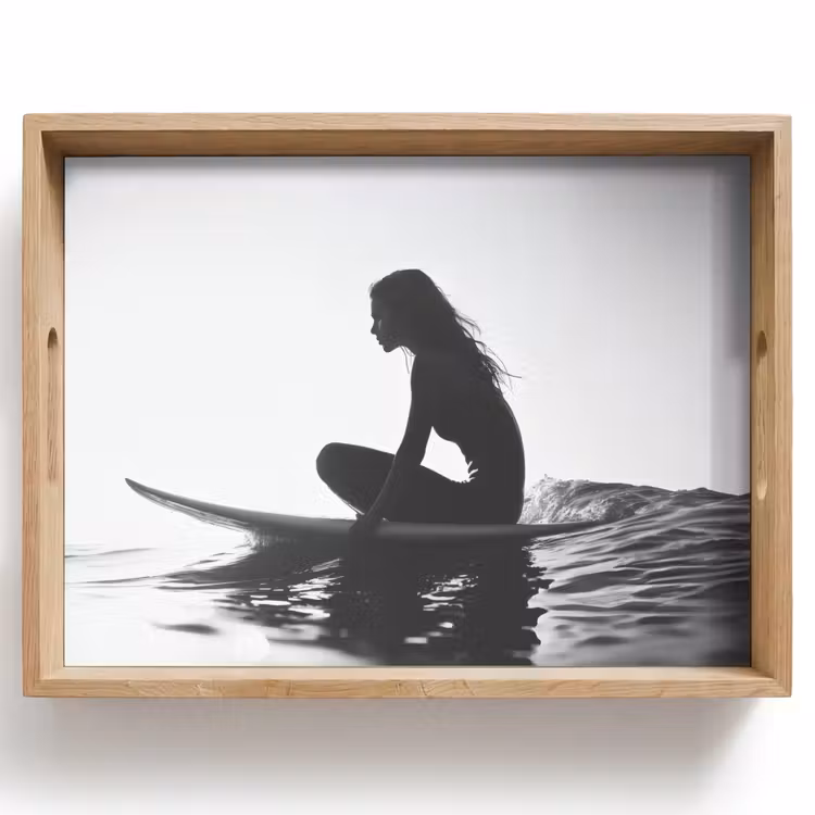Dienblad - Silhouet - Vrouw - Surfplank - Water — 1
