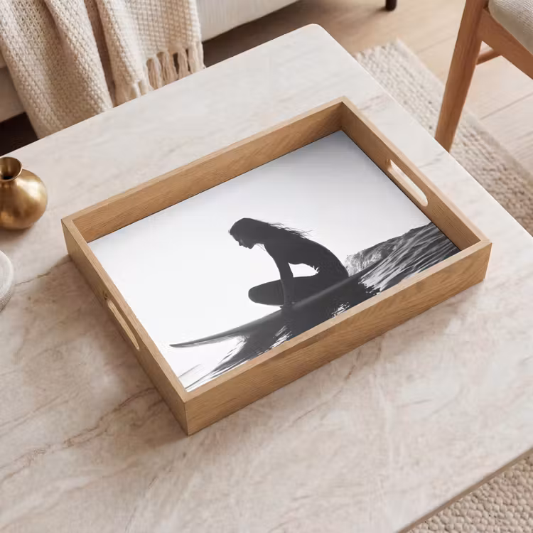 Dienblad - Silhouet - Vrouw - Surfplank - Water — 2