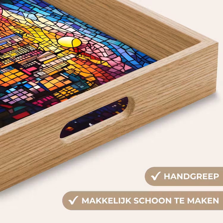 Dienblad - Stad - Maan - Mozaïek - Kleurrijk — 5