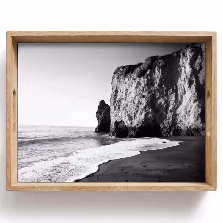 Dienblad - Strand - Klif - Golven - Voetstappen — 1