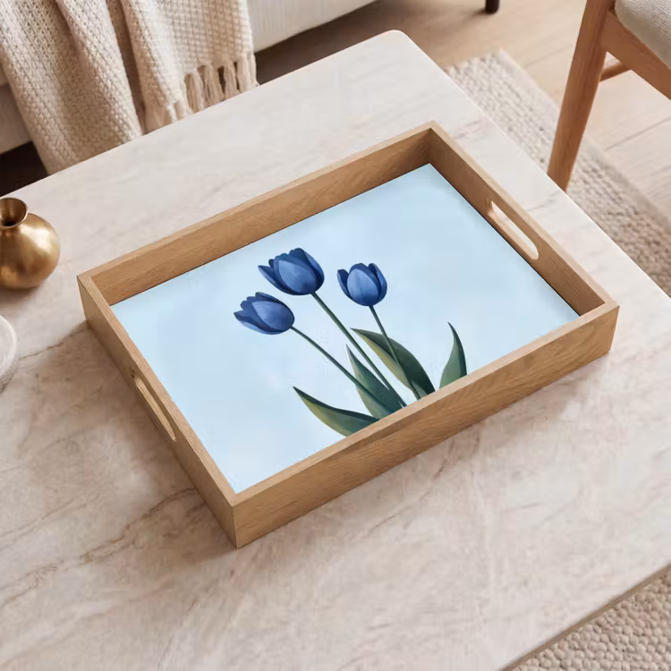 Dienblad - Tulpen - Blauw - Bladeren — 2