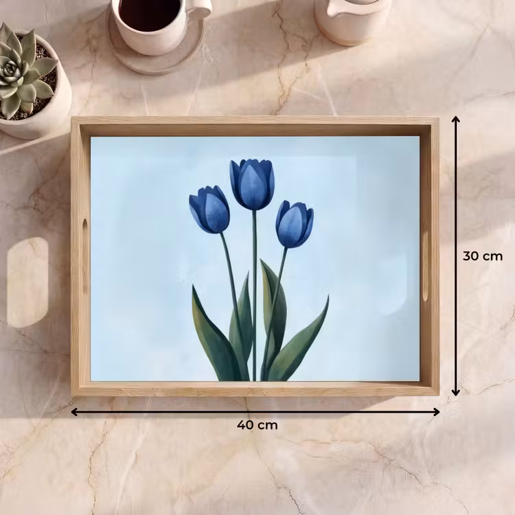 Dienblad - Tulpen - Blauw - Bladeren — 9