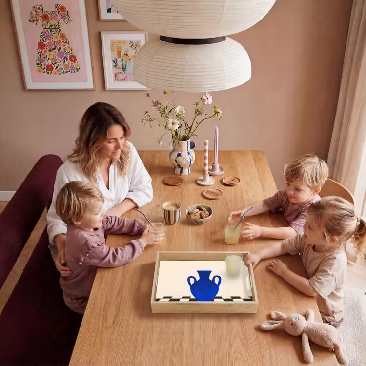 Dienblad - Vaas - Blauw - Geblokt - Modern — 7