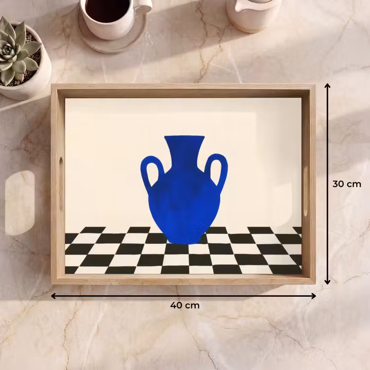 Dienblad - Vaas - Blauw - Geblokt - Modern — 9