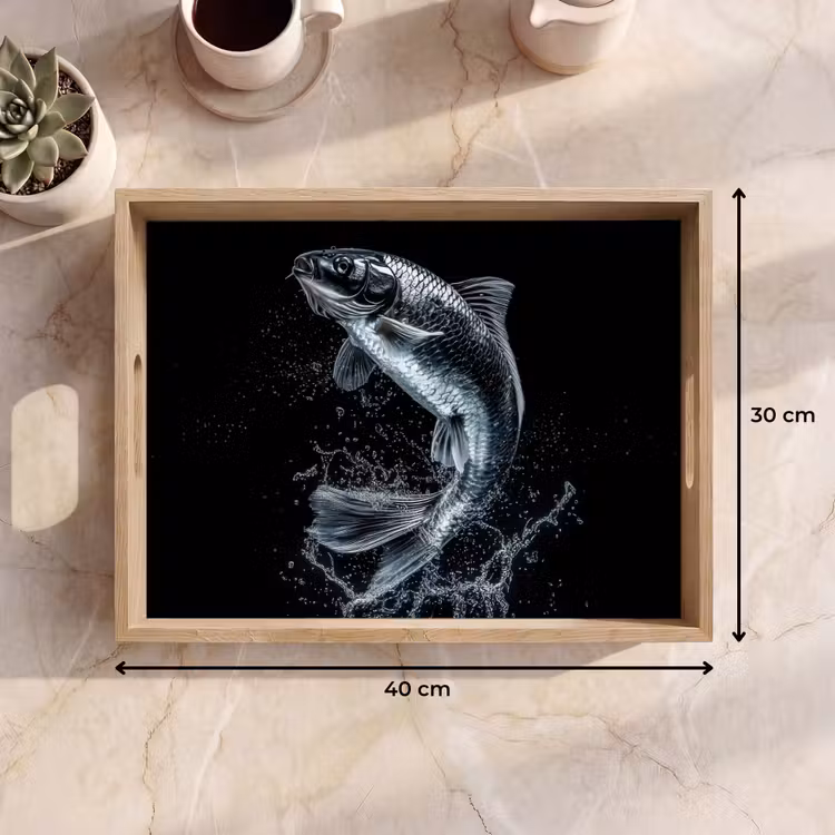 Dienblad - Vis - Koi - Zwart - Water — 9