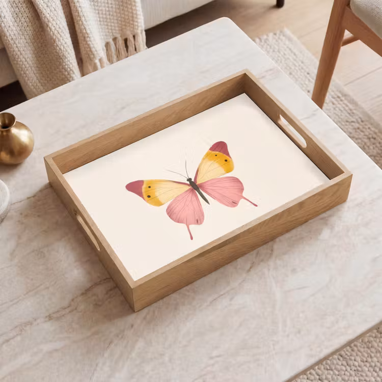 Dienblad - Vlinder - Illustratie - Roze — 2