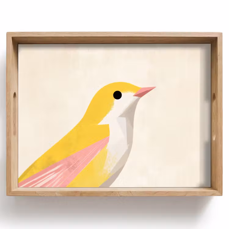 Dienblad - Vogel - Minimalistisch - Geel — 1