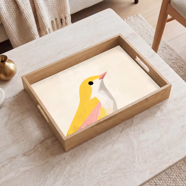 Dienblad - Vogel - Minimalistisch - Geel — 2