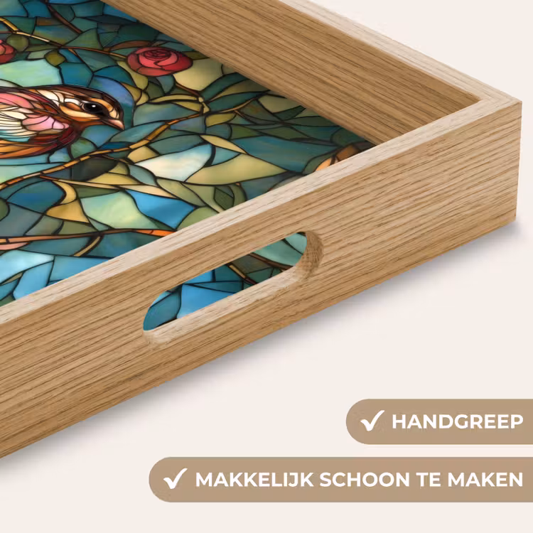 Dienblad - Vogel - Tak - Rozen - Mozaïek — 5
