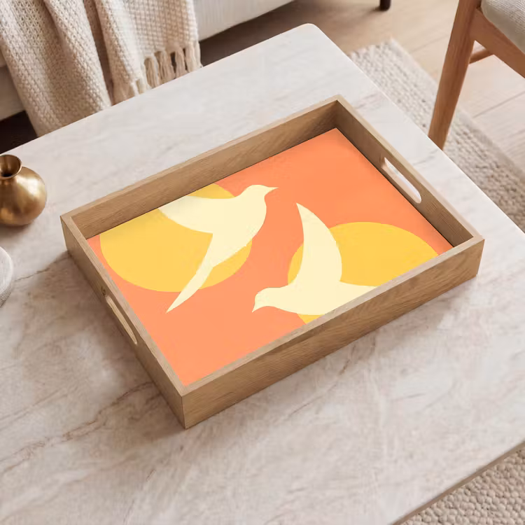 Dienblad - Vogels - Cirkels - Geel — 2