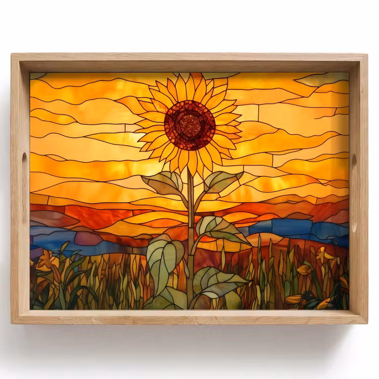 Dienblad - Zonnebloem - Mozaïek - Zonsondergang - Geel — 1