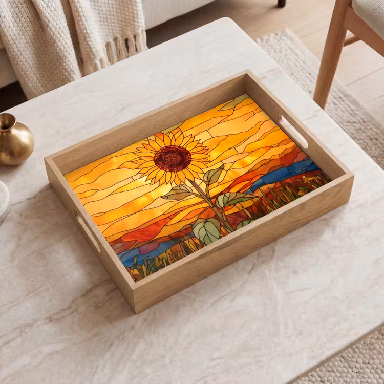 Dienblad - Zonnebloem - Mozaïek - Zonsondergang - Geel — 2